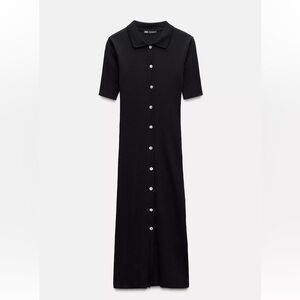 Zara Black Ribbed Knit Dress